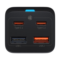 Kiire Merberi laadija GAN3 PRO 2x USB-C / 2x USB 65W PD QC + USB-C 1M kaabel must