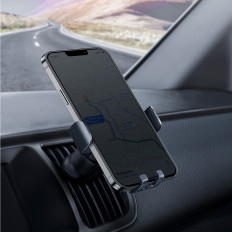Suporte de carro gravitacional na ventilação de telefone quadriculado Metal Idade II Cinza escuro