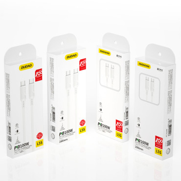 Kabel USB-C-kabel for lasting og dataoverføring 100W PD 1M hvit