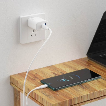 Kabelinė USB-C kabelis, skirtas pakrovimui ir duomenų perdavimui 100W PD 1M balta