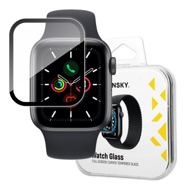 Vetro protettivo ibrido per Apple Guarda 4/5 / 6 / SE 44mm Glass Glass Black