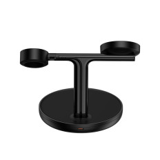 3in1 Stojalo indukcijskega polnilnika za iPhone Apple Oglejte si AIRPODS + USB-C 1M KABELNA ČRNA