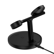 3in1 Stojalo indukcijskega polnilnika za iPhone Apple Oglejte si AIRPODS + USB-C 1M KABELNA ČRNA