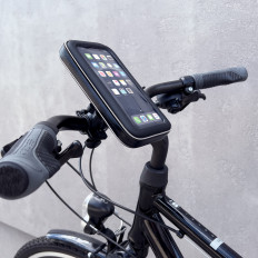 Case on the phone with a handle for a bicycle motorcycle scooter black