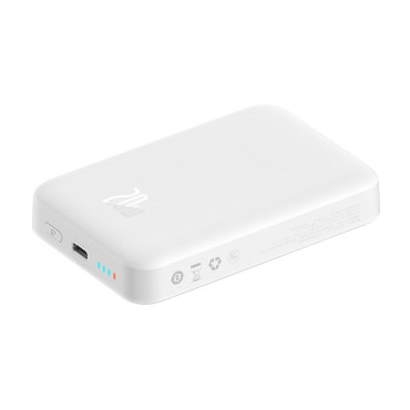 Mini Powerbank 10000mAh med induktion Loading MagSafe PD 20W vit