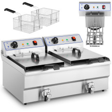 Friteuse double à deux cuves avec robinets 400V - 2x10L