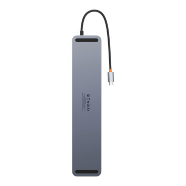 12W1 HUB USB-A NOTBOOD Stapter USB-A DP HDMI SD TF RJ45 3.5mm Jack PD 100W pelēks