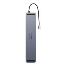 12W1 HUB USB-A NOTBOOD Stapter USB-A DP HDMI SD TF RJ45 3.5mm Jack PD 100W pelēks
