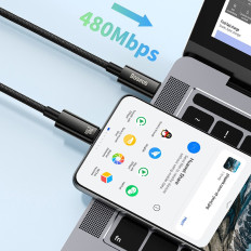 Kaapeli USB-C 480MB / s 240W volframi kulta 1m musta