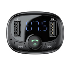 FM-sender Bluetooth TF SD-kort lader 2x USB svart