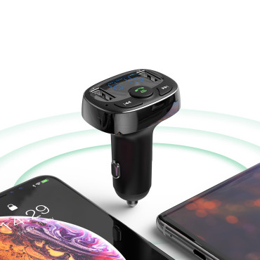 FM oddajnik Bluetooth TF SD Card Carlect 2x USB črna