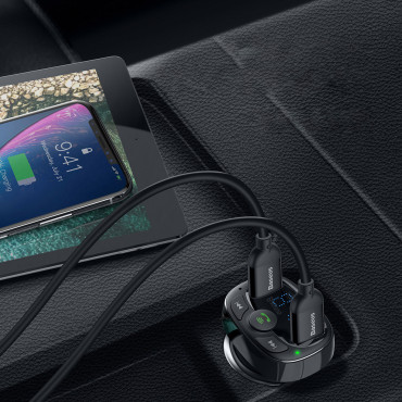 FM oddajnik Bluetooth TF SD Card Carlect 2x USB črna
