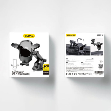 Autohouder voor de telefoon op cockpit. Distributiebord. Zwart