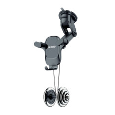 Suporte de carro para o telefone no cockpit. Placa de distribuição. Preto