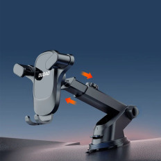 Autohouder voor de telefoon op cockpit. Distributiebord. Zwart