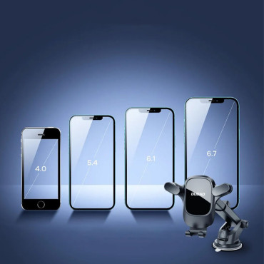 Autohouder voor de telefoon op cockpit. Distributiebord. Zwart