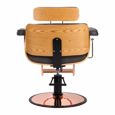 Hairdressing chair Gabbiano Florencja with adjustable headrest in black — rear view