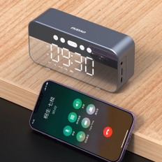 6W1 Oglejte si budilka FM radio Bluetooth zvočnik AUX Card Reader TF SD srebro