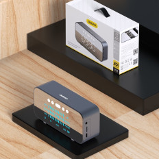 6W1 Oglejte si budilka FM radio Bluetooth zvočnik AUX Card Reader TF SD srebro