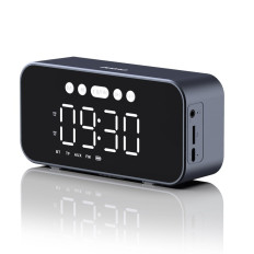 6W1 Oglejte si budilka FM radio Bluetooth zvočnik AUX Card Reader TF SD srebro