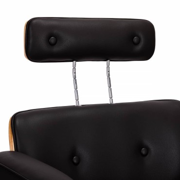 Sillón de peluquería Gabbiano Florencja con reposacabezas ajustable en negro — detalle de la cabeza