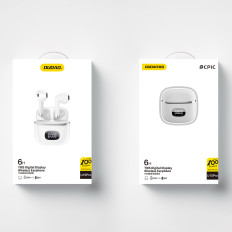Fones de ouvido sem fio do TWS com display de LED branco