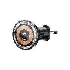 Alça magnética em um verificador de ventilação com um carregador preto Magsafe 15w