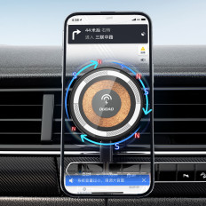 Maniglia magnetica su un controllore di ventilazione con un caricatore nero da 15W Magsafe