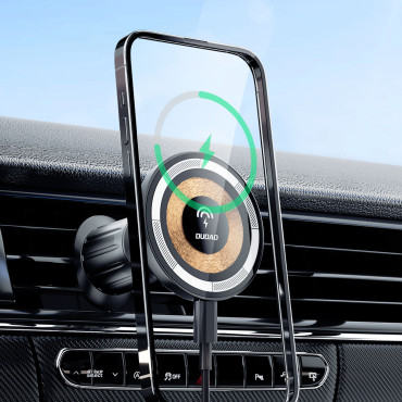 Magnetiskt handtag på en ventilationskontroll med en Magsafe 15W svart lastare