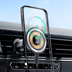 Magnetiskt handtag på en ventilationskontroll med en Magsafe 15W svart lastare