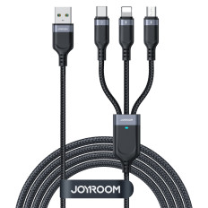 3in1 cabo USB multi-uso da série multi-uso para iluminação USB-C micro USB 30cm preto