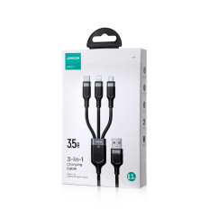 3IN1 Kaapeli USB-monikäyttöinen sarjakaapeli salaman USB-C mikro USB 30cm musta