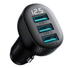 Carregador de carro 3.4a com 3x Display USB Preto