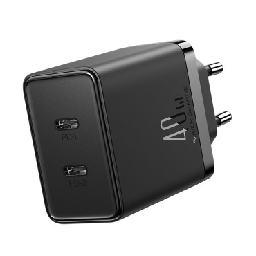 Ātri ACC ar 40W 2x USB-C QC PD melns
