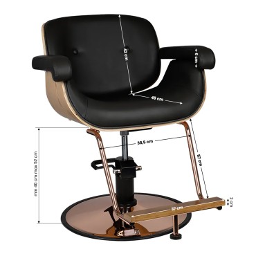 Gabbiano Black Venice Barber Stol — forfra