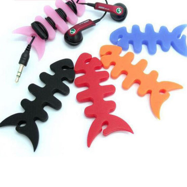 Retractor Organizer Cable headphones in the shape of fish black