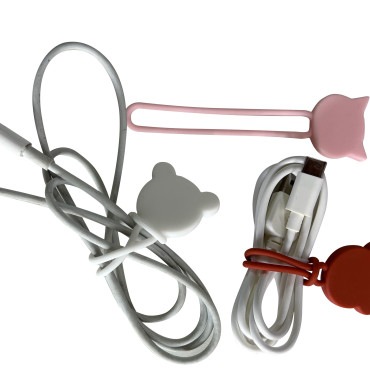Siliconen roller organizer kabel roze koord