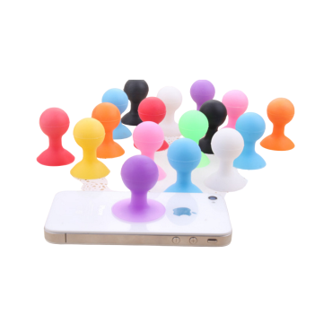 Alça de silicone para um telefone com uma ventosa com uma cabeça roxa redonda