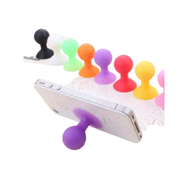 Alça de silicone para um telefone com uma ventosa com uma cabeça roxa redonda