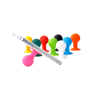 Silicone handle for a telephone with a suction cup with a round purple head