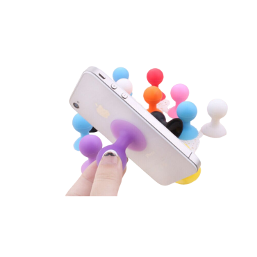 Alça de silicone para um telefone com uma ventosa com uma cabeça azul
