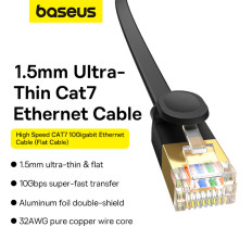 Schnelles dünnes Netzwerkkabel RJ45 Cat. 7 10 Gbit / s 2m schwarz