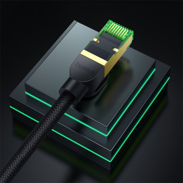 Rychlé síťové kabelové LAN RJ45 CAT.8 40Gbps pletené 8m černé