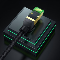 Gyors hálózati kábel LAN RJ45 CAT.8 40 Gbps fonott 3m fekete