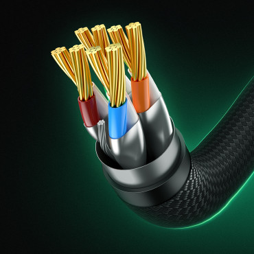 Hitri omrežni kabel LAN RJ45 CAT.8 40Gbps pletena 1m črna