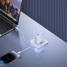 Gan Cube Pro 65W 2x USB-C USB-en hvit stol