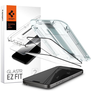 Temperiertes Glas Glas.TR EZ FIT FC auf dem iPhone 15 PRO schwarz - Set von 2 PCs.