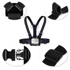 Harvas para uma câmera esportiva GoPro e um telefone para fixação no peito