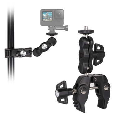 Klämhandtag på kameran och en goprosportkamera