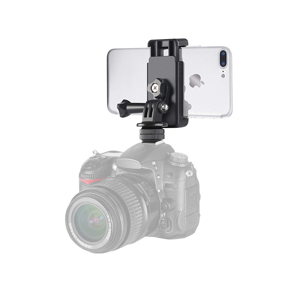 Suporte para telefone. Câmera esportiva. GoPro com uma cabeça rotativa